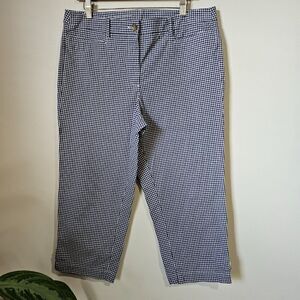 NWOT TALBOTS GINGHAM PERFECT SKIMMER PANTS CROPPED SIZE 12